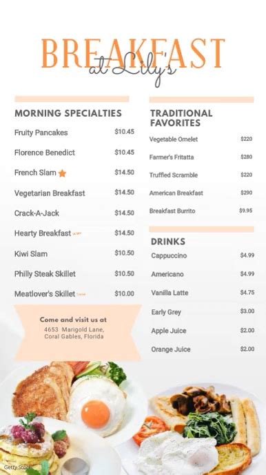 Breakfast Menu Digital Display Board Template Postermywall