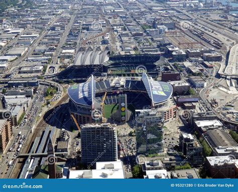 Aerial View Of Centurylink Field And Safeco Field Editorial Image