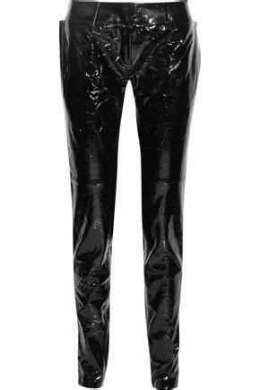 Ronald Van Der Kemp Woman Crinkled Patent Leather Straight Leg Pants