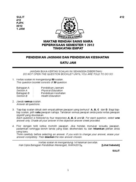 Muat turun rph dan rpt kssm pk tingkatan 4. SOALAN PEPERIKSAAN PJPK TINGKATAN 4