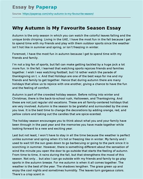 Why Autumn Is My Favourite Season Free Essay Example