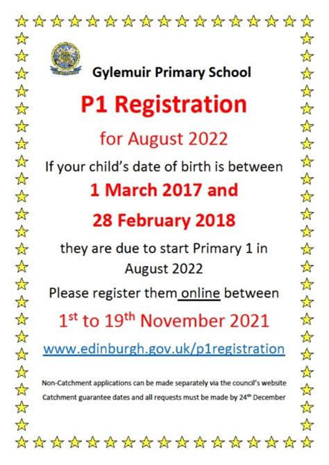 P1 Registration 2022 Gylemuir Primary School Website