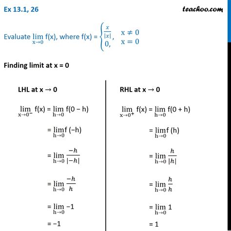 ex 12 1 26 find lim x 0 where f x { x x 0 teachoo