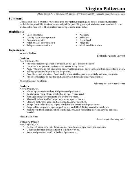 You can edit this restaurant manager resume example to get they may also use analytical software to help them determine what is selling and how to plan menus accordingly. Best Restaurant Cashier Resume Example From Professional Resume Writing Service