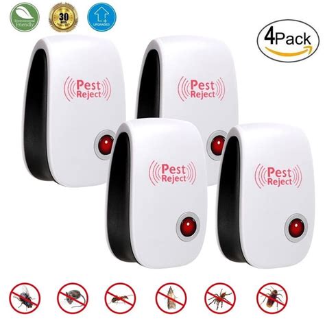 Ultrasonic Pest Repeller Spider Repellent With Nigh Light 4 Pack