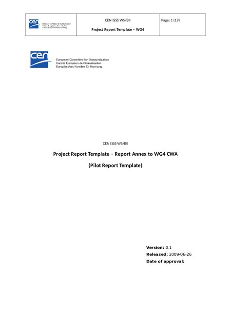 Project Report Sample Annex To Wg4 Cwa Edit Fill Sign Online