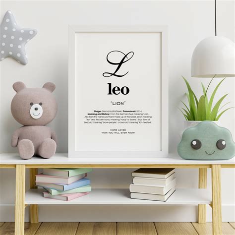 Leo Name Meaning Printable Name Art Modern Nursery Decor Etsy