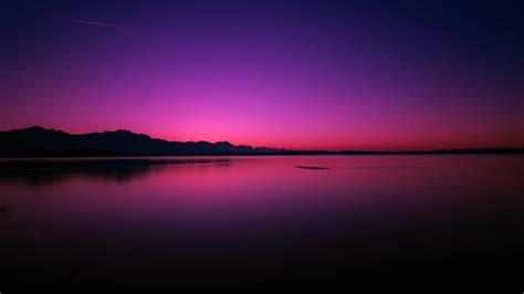 Landscape Photography Of Mountain Lake Sunset Horizon Night Hd