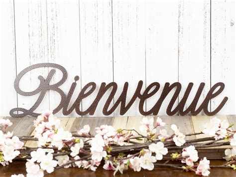 Bienvenue French Welcome Metal Wall Art Outdoor Welcome Sign