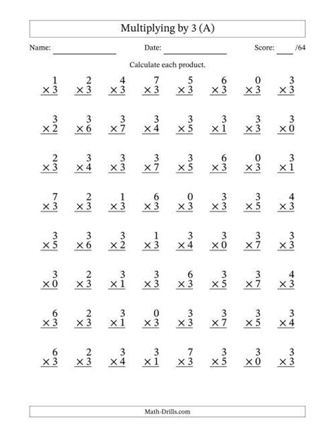 Worksheet #1 worksheet #2 worksheet #3 worksheet #4 worksheet #5 worksheet #6. Multiplication Facts to 49 with Target Fact 3 (A)