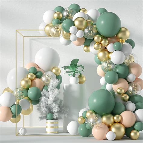 Buy Olive Green Balloon Garland Arch Kit 117 PCS White Gold Gold