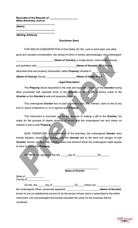 Disclaimer Deed Sample Disclaimer Us Legal Forms