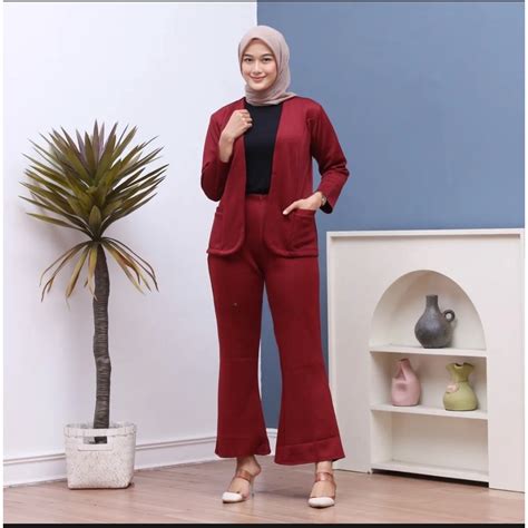 Jual ONE SET BLAZER NABILA CELANA CUTBRAY BAHAN SCUBA PREMIUM SETELAN BLAZER CUTBRAY EHZY