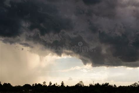 Dark Sky With Thunderstorm While Raining Stock Image Image Of Danger