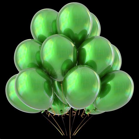 Green Balloons Happy Birthday Party Decoration Glossy Stock