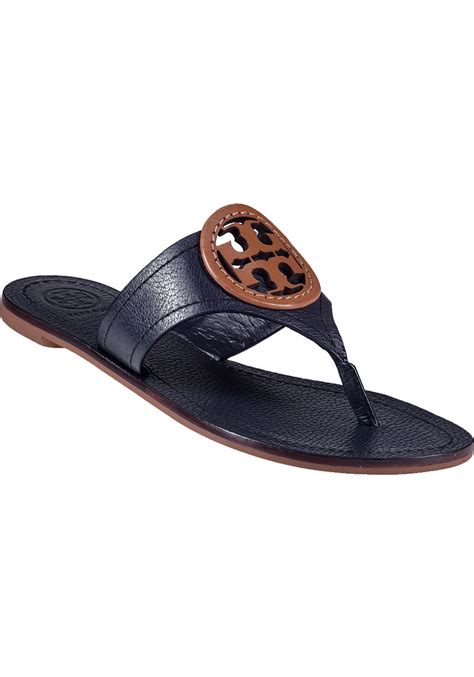 Tory Burch Louisa Thong Sandal Navy Leather In Blue Lyst