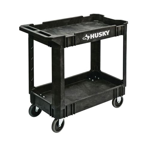 Have A Question About Husky 2 Tier Plastic 4 Wheeled Service Cart In