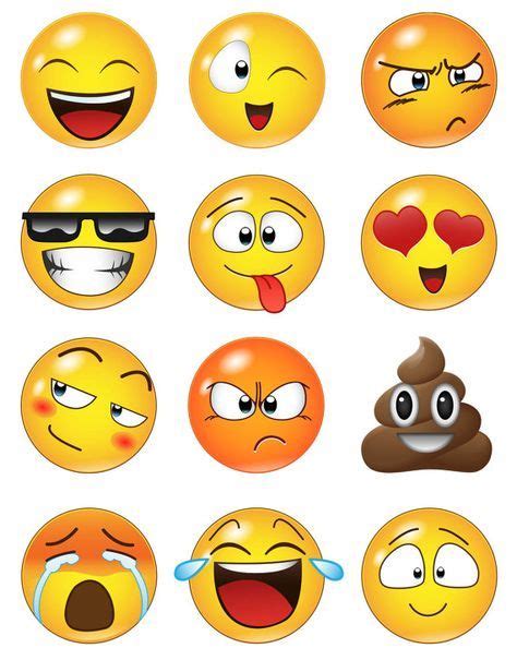 12 Large Emoji Faces Wall Graphic Decal Sticker 6052 фоторамкв
