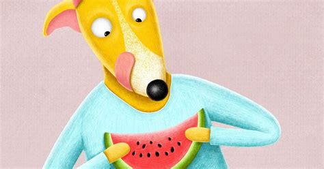 Dog With Watermelon Illustration By Eggen