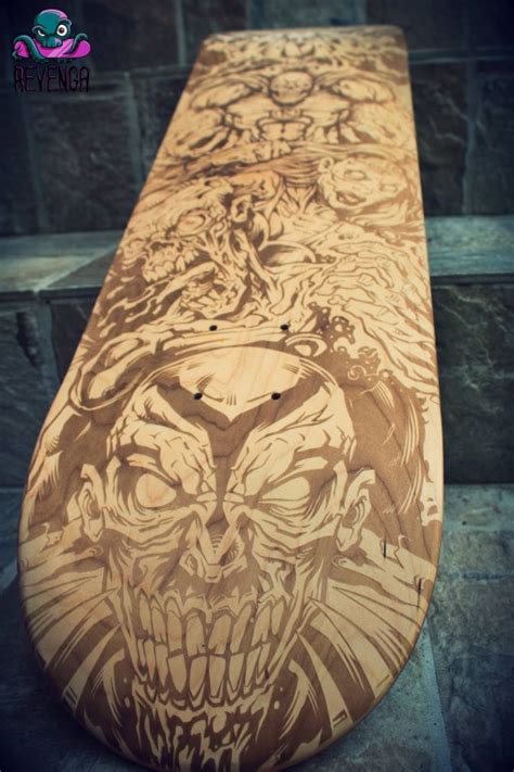 zombie engraved skateboard deck hire an illustrator