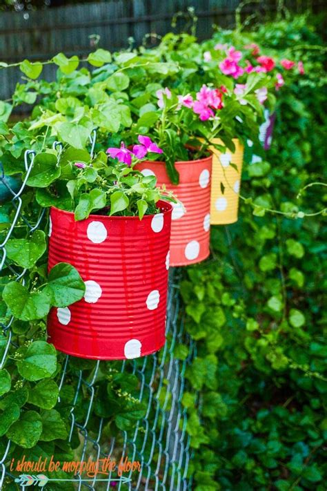 Tin Can Flower Garden Tin Can Flowers Backyard Fence Decor Diy