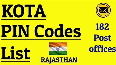 Kota Pin Code S List Rajasthan 182 Post Offices Youtube