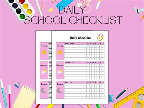 Printable Daily Task Checklist For Girls Digital Back To Etsy Canada