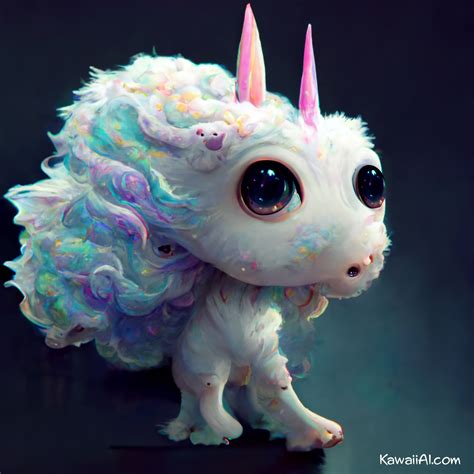 Rare unicorn breed with pink horns and angelic look - Kawaii AI
