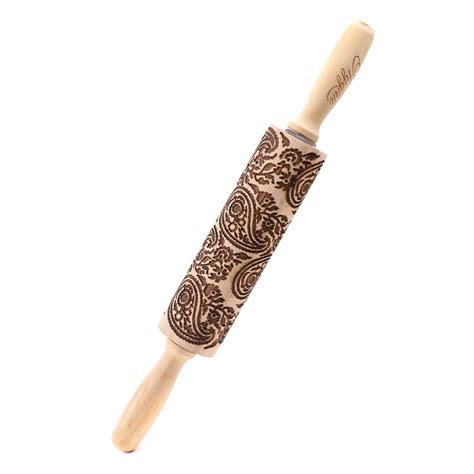 35cm Paisley Pattern Rolling Pin Embossing Engraved Rolling Pin F