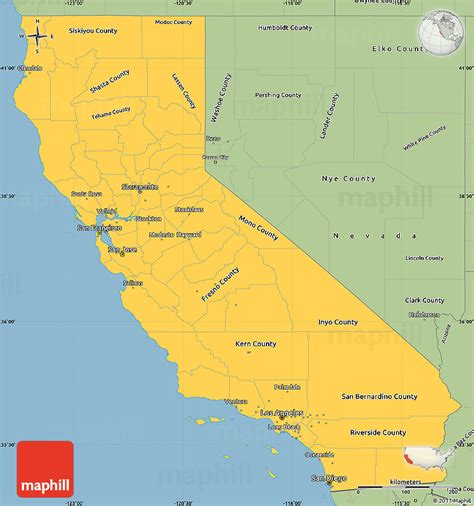 Savanna Style Simple Map Of California