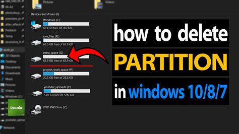 How To Delete Drive Partition In Windows 1087 Tecwala Youtube