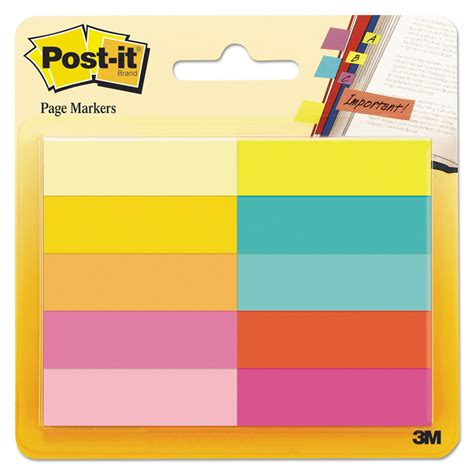 Post It Page Flag Markers Assorted Bright Colors 50 Sheetspad 10