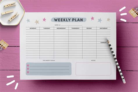 Weekly Planner Page Template Creative Stationery Templates ~ Creative
