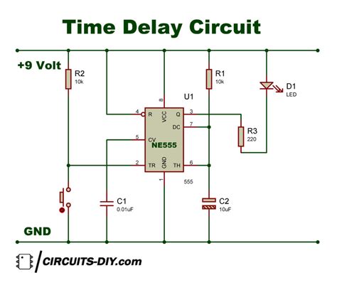 In the above calculations, the led will be turned on after the calculated time. Time Delay Circuit Using 555 Timer