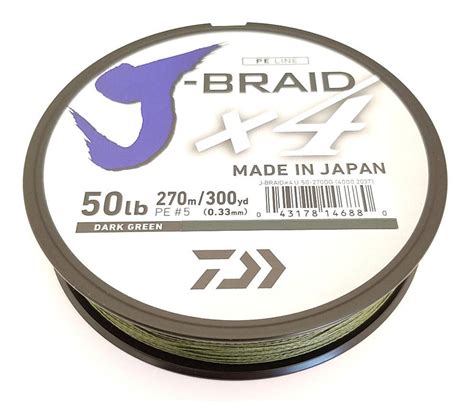 Daiwa J Braid X4 Braided Line 300 Yards Dark Green Discount Tackle