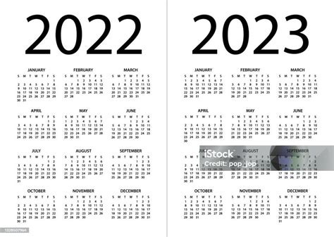Calendar 2022 2023 Vector Illustration Week Starts On Sunday Stock
