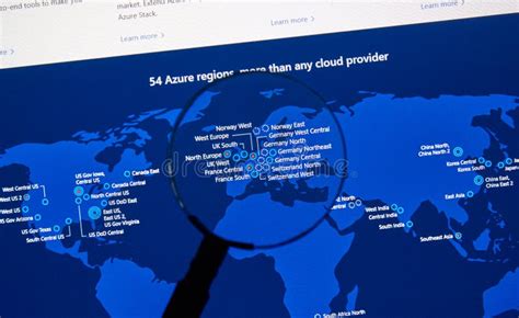 Microsoft Azure Regions Map Editorial Stock Image Image Of Screen