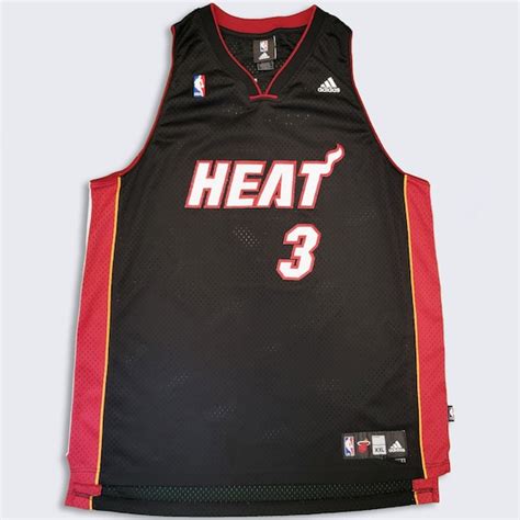 Miami Heat Dwayne Wade Adidas Basketball Jersey Black And Red Etsy Canada