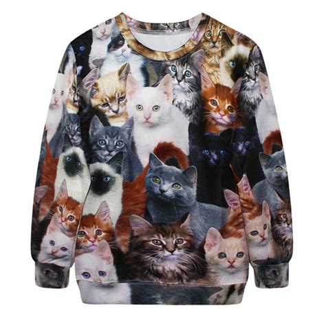 Mens Womens 3d Animal Cat Print Galaxy Sweatshirt Sport