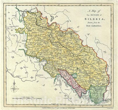 Historic Map The Duchy Of Silesia Poland Wilkinson 1792 Vintage
