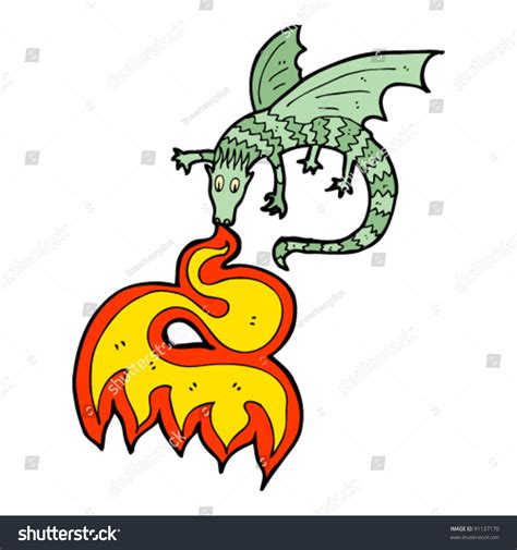 Fire Breathing Dragon Cartoon Stock Vector Illustration