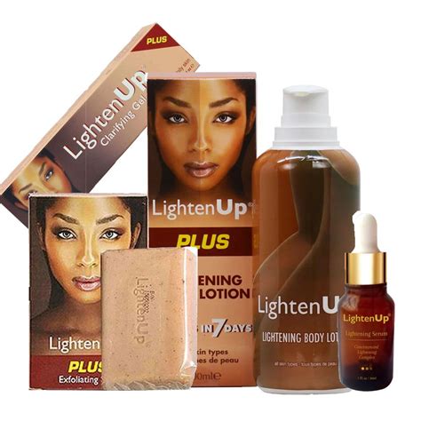 Lighten Up Plus 4 Pc Set Lotion Serum Soap And Gel Afro Glamour