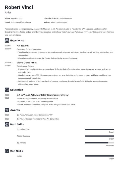 Artist Resume 20 Templates And Best Examples For All Artists