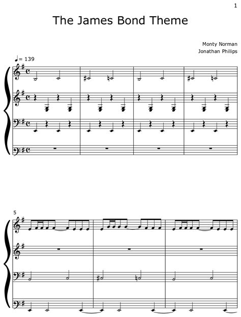 The James Bond Theme Sheet Music For Piano