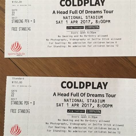 Coldplay Concert Ticket Tickets And Vouchers Event Tickets On Carousell