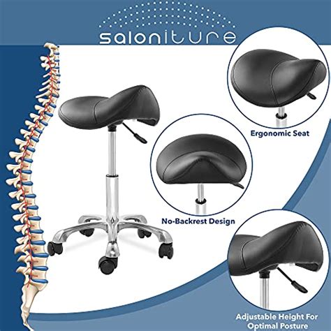 Saloniture Professional Ergonomic Saddle Stool Black Adjustable