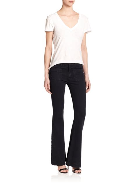 Lyst Hudson Jeans Taylor High Rise Flared Jeans In Black