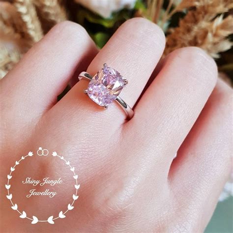 Cushion Cut Pink Diamond Engagement Ring 3 Carats 810 Mm Fancy Light