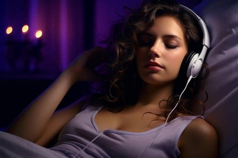 Premium Ai Image Beautiful Woman Wearing Headphones And Listening For