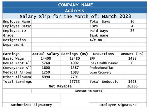 Simple Salary Slip Formats In Excel Word Pdf Download